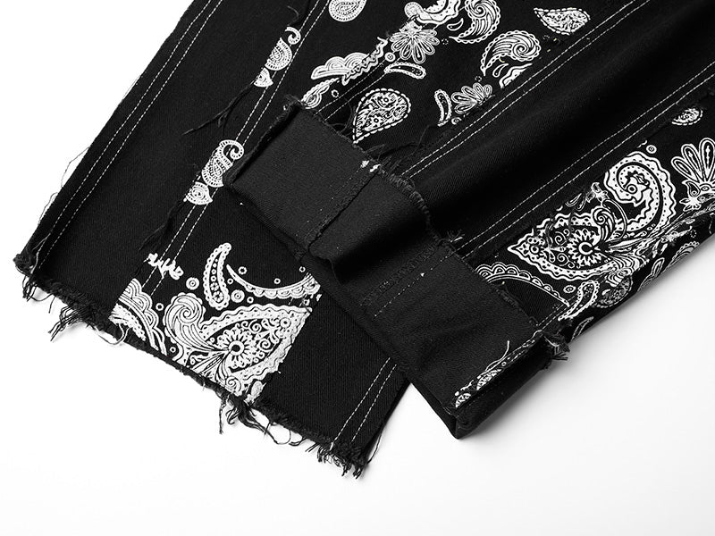 Floral Printed Loose Straight Jeans