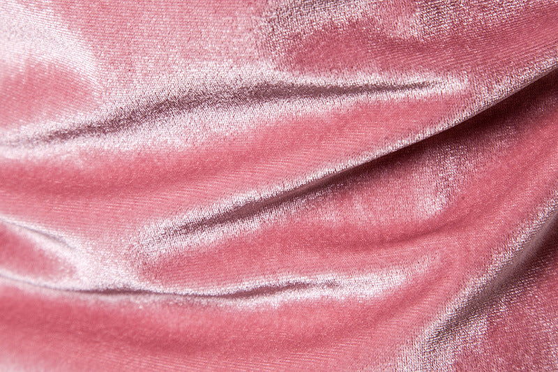 Solid Velvet Round Neck T-Shirt