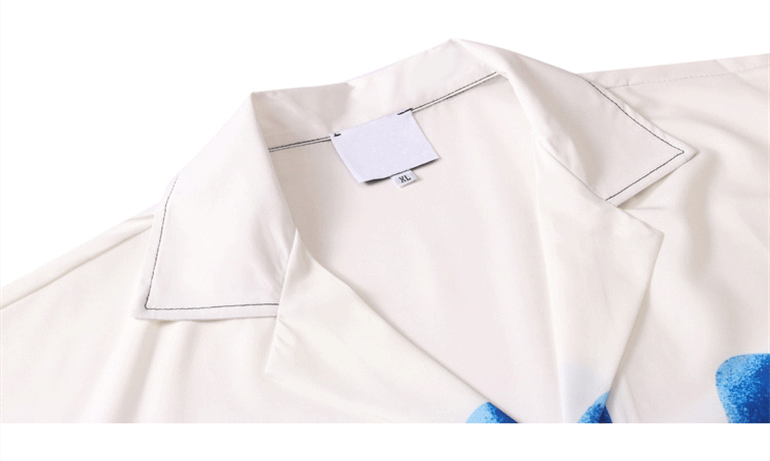 Blue Hand Printed White Shirt