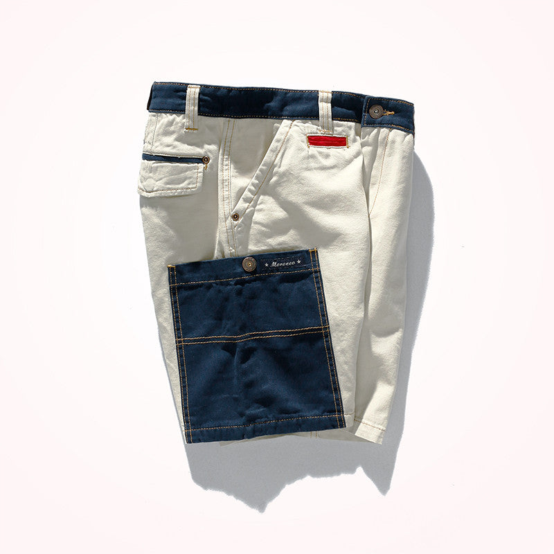 Multi-Pocket Solid Cotton Mid-Waist Short
