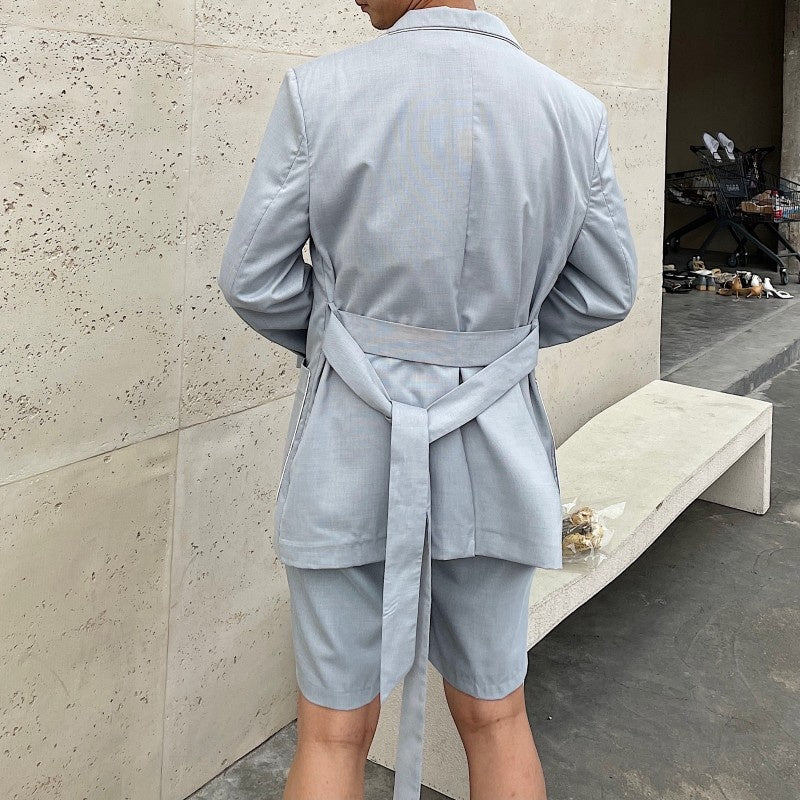 Solid Sashes Decorated 2-Pieces Men Suit