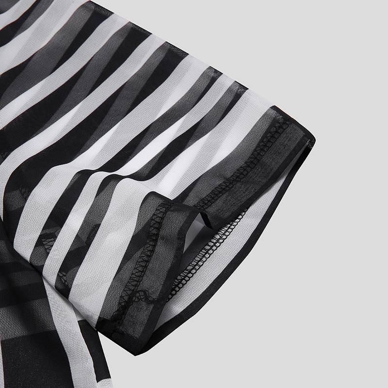 Two Ways Irregular Stripe Patterned Shirt