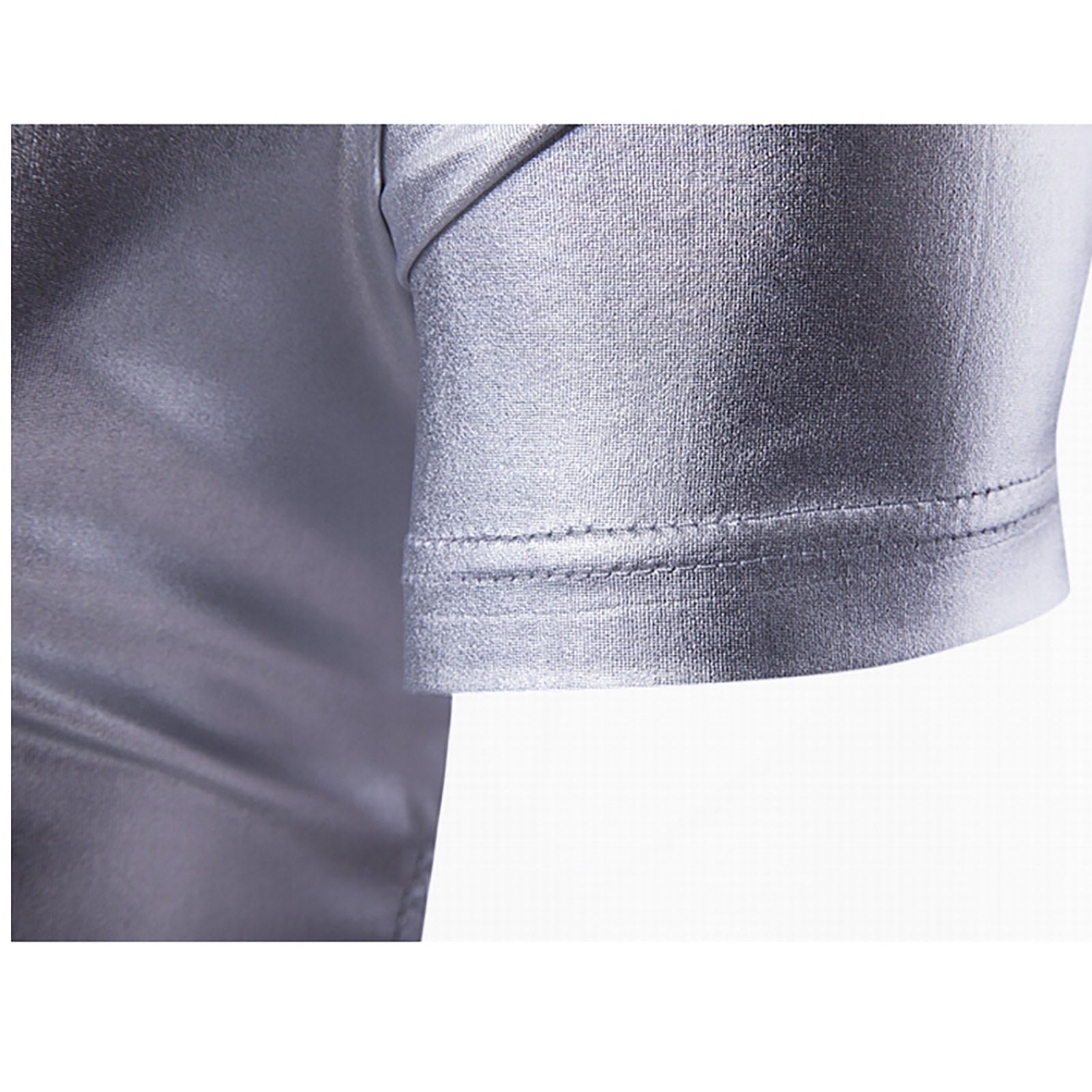 Shiny Metallic Solid V-Neck T-Shirt