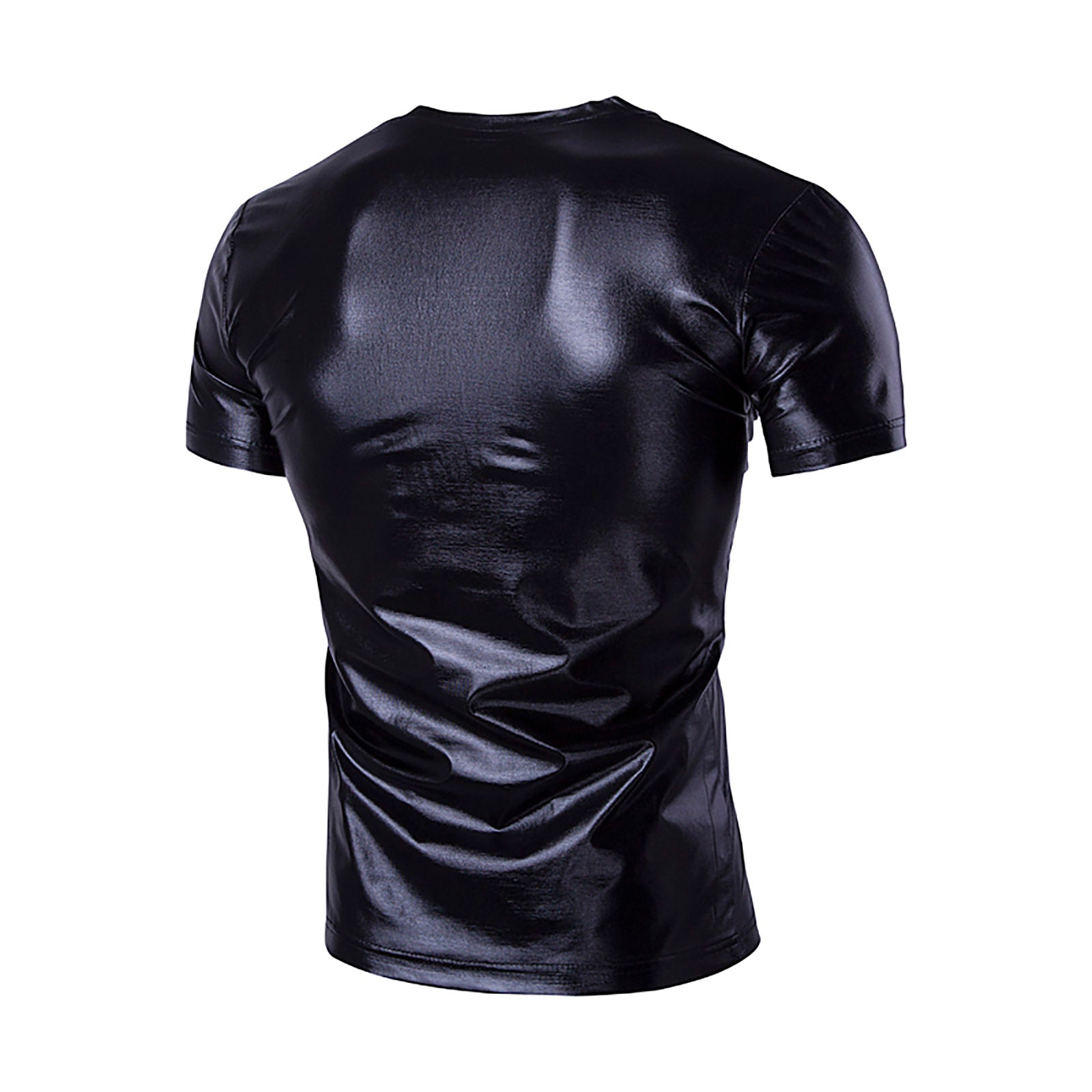 Shiny Metallic Solid V-Neck T-Shirt