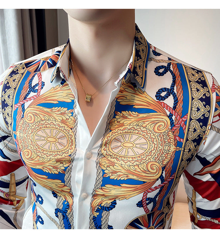 European Style Printed White Shirt