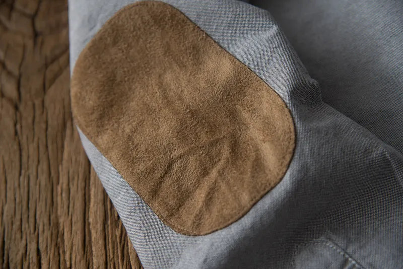 Solid Patchwork Suede Elbow Shirt