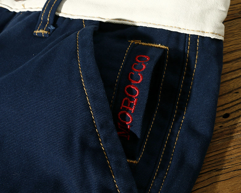 Multi-Pocket Solid Cotton Mid-Waist Short