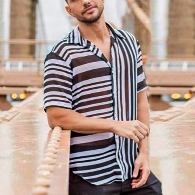 Two Ways Irregular Stripe Patterned Shirt