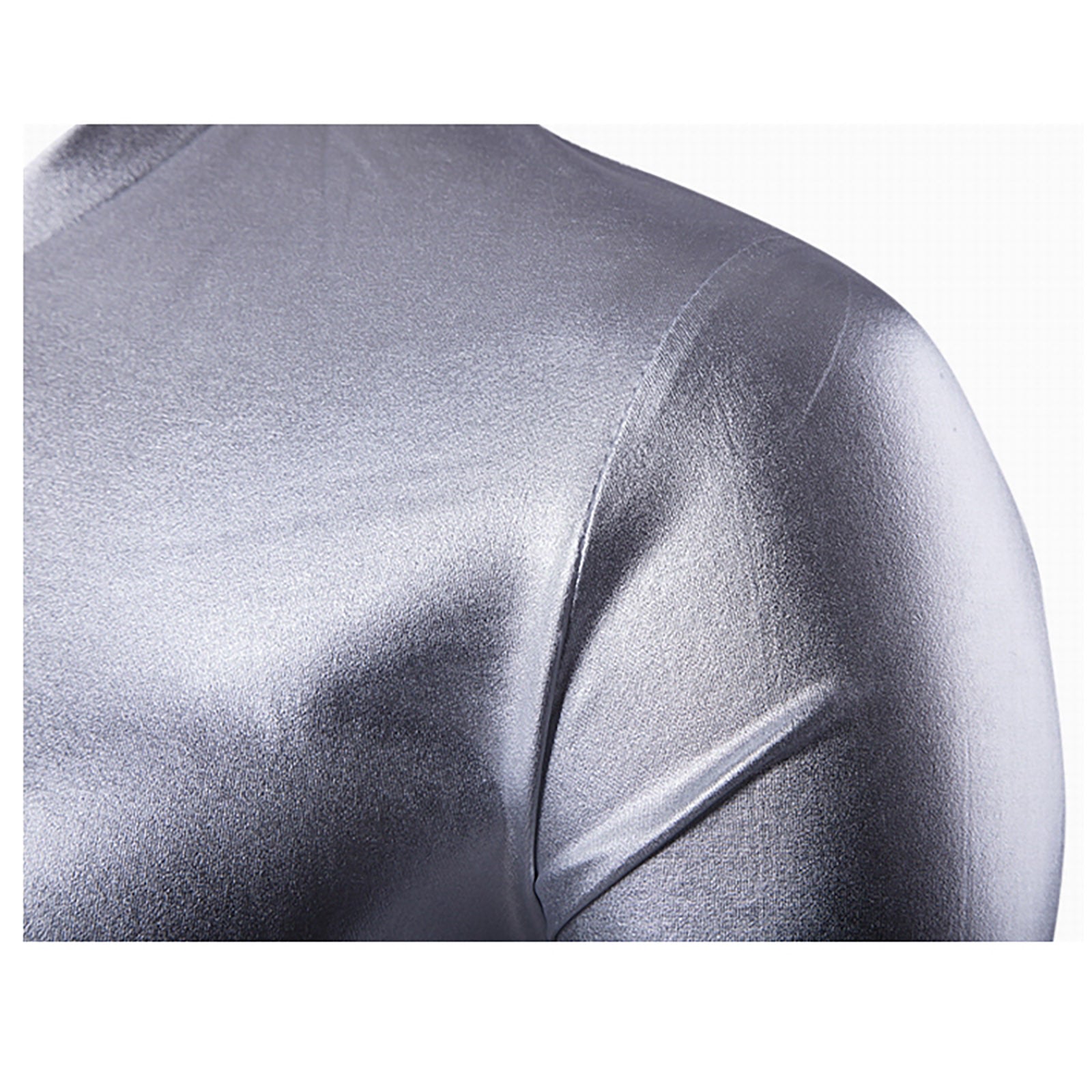 Shiny Metallic Solid V-Neck T-Shirt