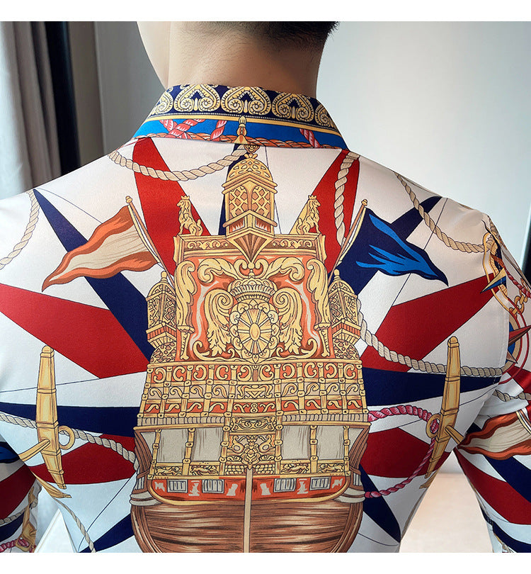 European Style Printed White Shirt