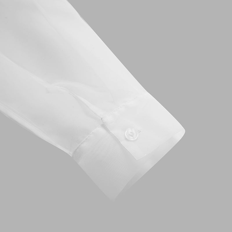 Zipped Pocket Decorated See Through Shirt