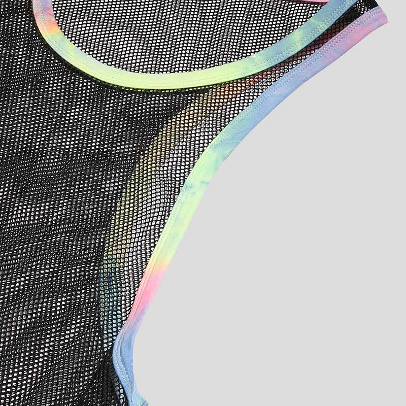 Micro Hollow Out Colorful Mesh Tank Top