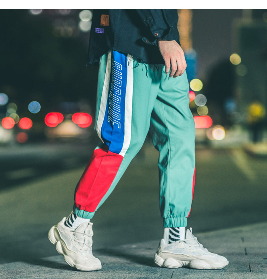 Bright Color Block Patchwork Men Jogger Sweat Pants - FanFreakz