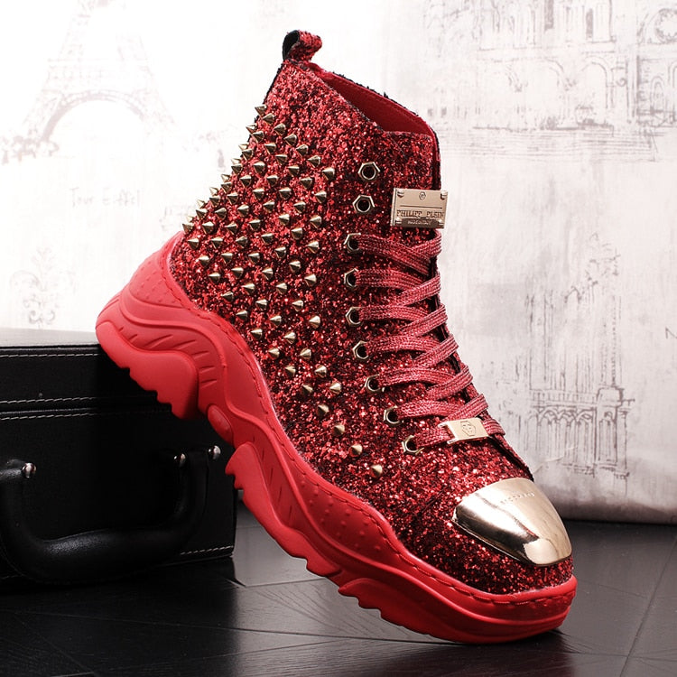 Gleam Coverage with Full Spike Rivets Design Men Boots