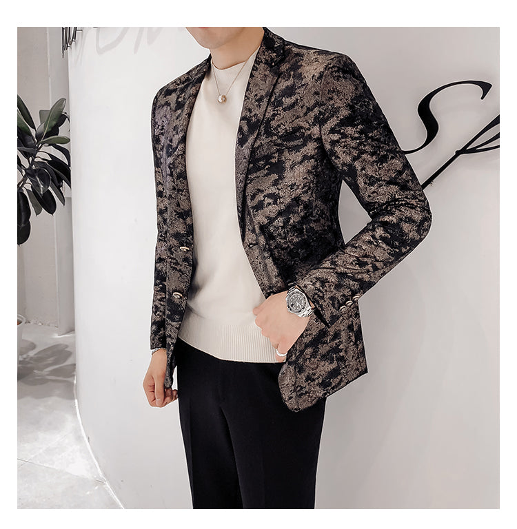 Soil Natural Abstract Pattern Men Stylish Blazer