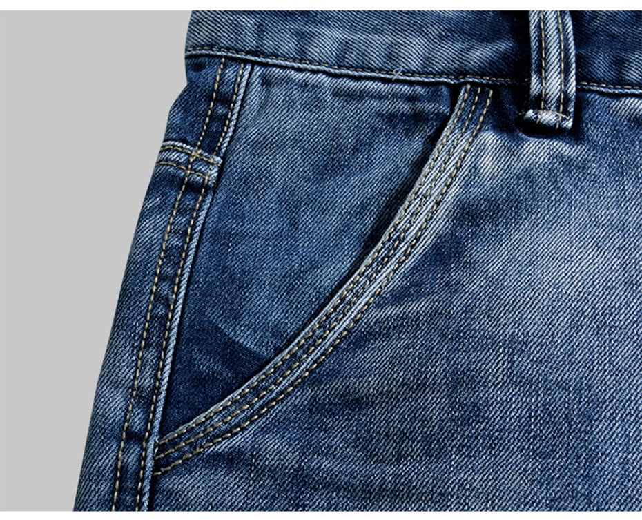 Retro Cargo Multi Pockets Washed Straight Fit Men Jeans