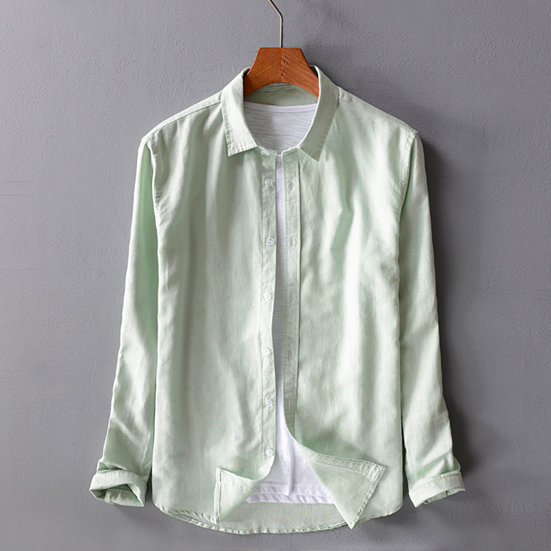 Soft Color Solid Linen Long Sleeve Shirt