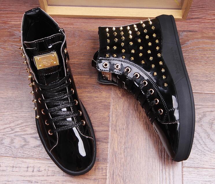 High Top British Style Rivet Shoes Men Casual Sneaker
