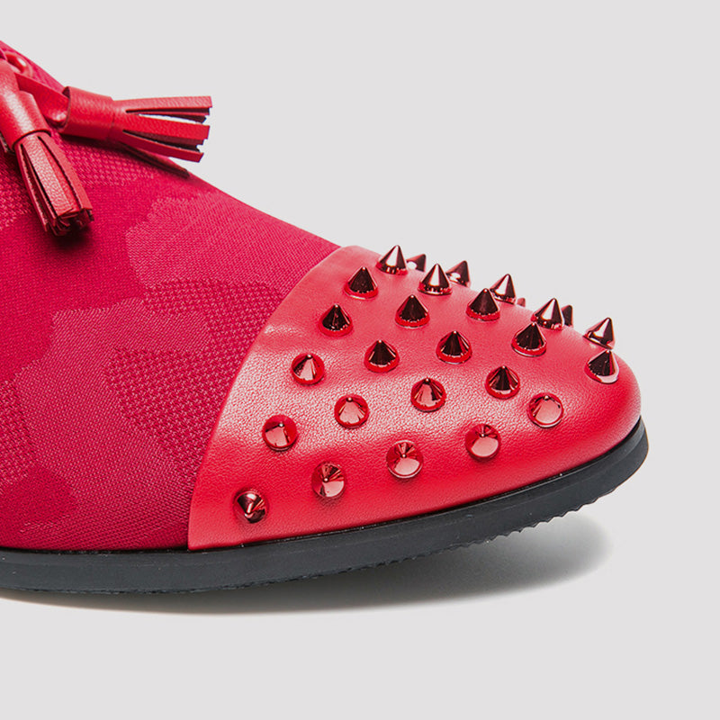 Tasseled Camo Men Loafers Shoes with Rivet Toe