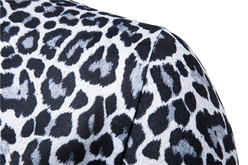 Leopard Printed Short Sleeve Men Polo Shirt