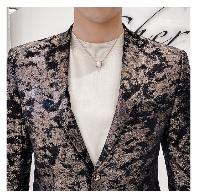 Soil Natural Abstract Pattern Men Stylish Blazer