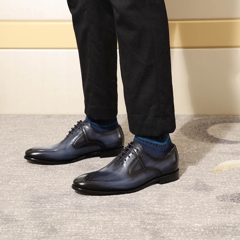 Formal Plain Toe Handmade Color Men Oxford Leather Shoes