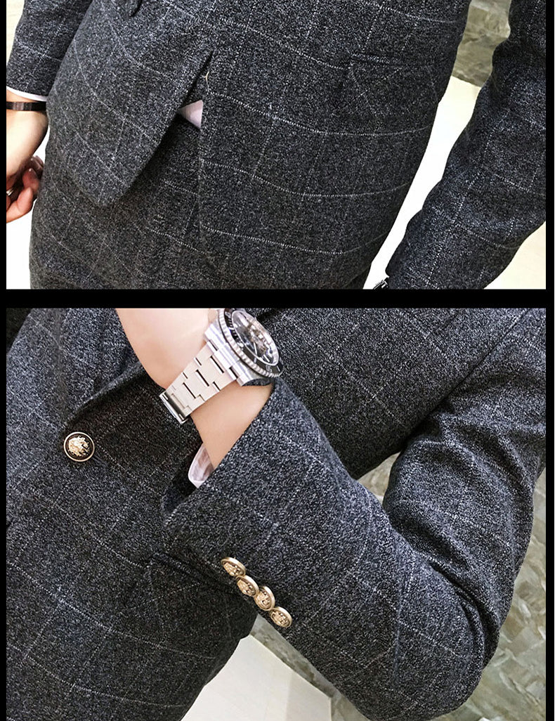 British Style Vintage Plaid Men Suits Set - FanFreakz