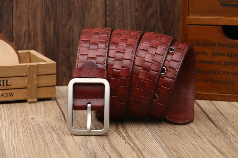 Tidy Square Shape Woven Leather Men Belt