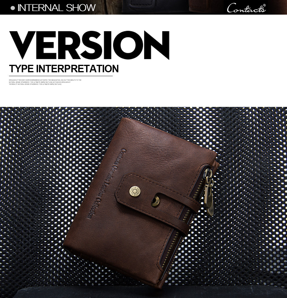 Vintage Compact Minimalist Men Genuine Leather Wallet