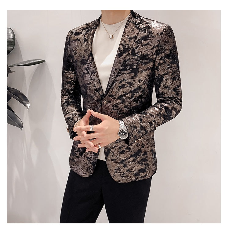 Soil Natural Abstract Pattern Men Stylish Blazer