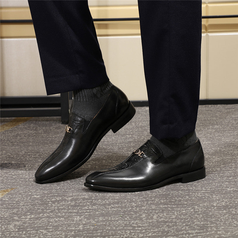 Genuine Leather Crafted Bicycle Toe Design Men Loafers Shoes