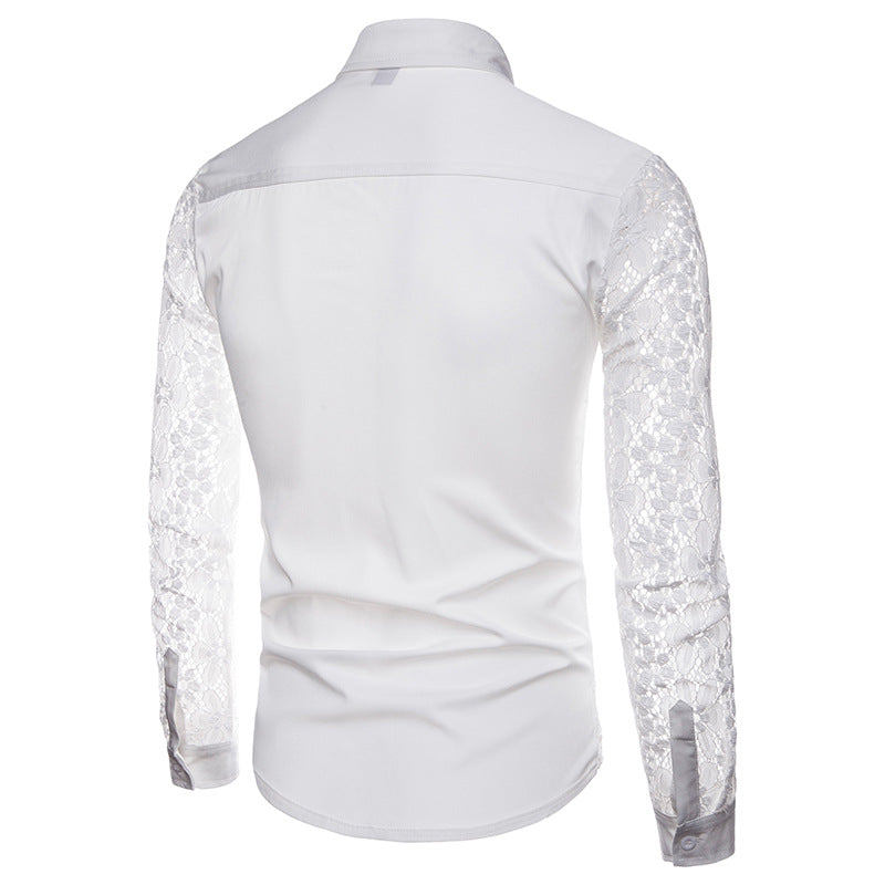 Flower Patchwork Embroidery Transparent Long Sleeve Shirt