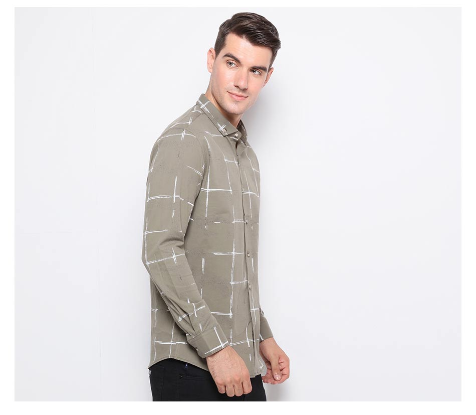 Chalk Stripe Style Plaid Men Long Sleeves Shirt - FanFreakz