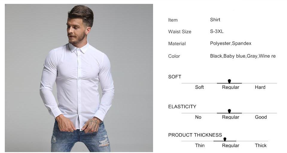 Italian Style Solid color Men Slim Fit Long Sleeves Shirt
