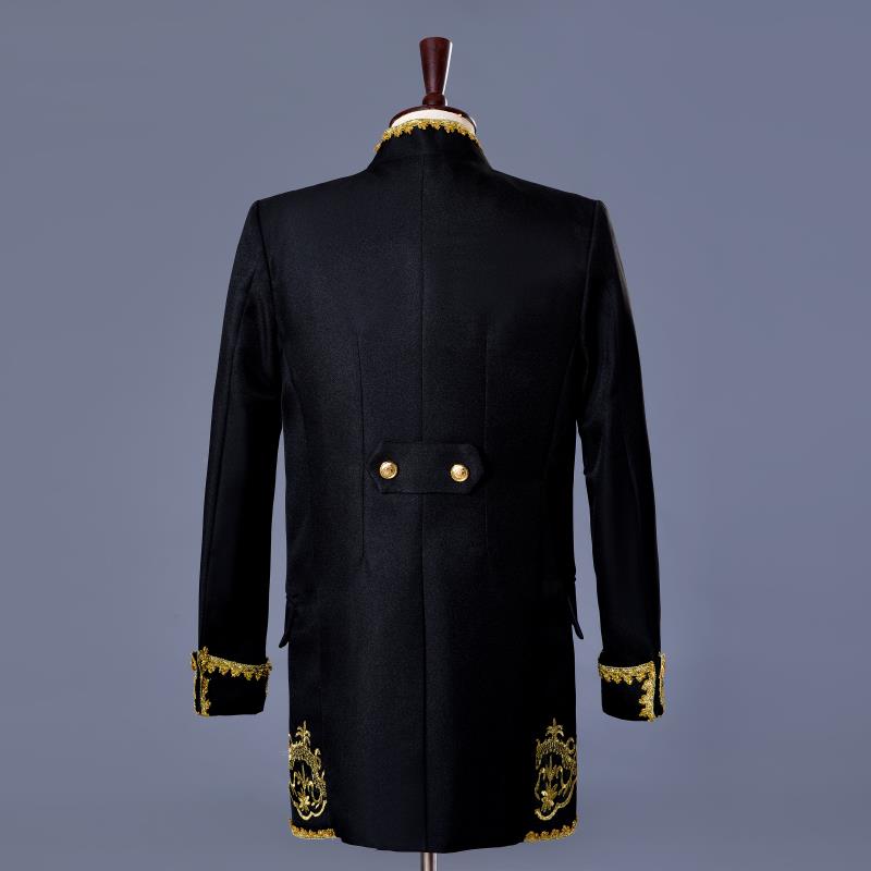 White or Black with Classic Gold Embroidery Three Pieces Set Design Men Costume Suits
