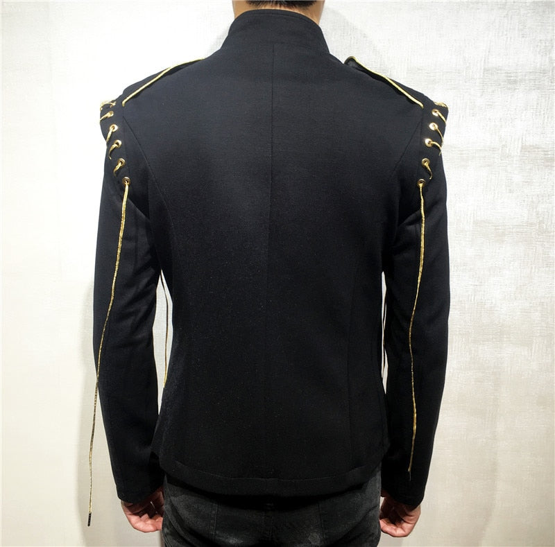 Stunning Black Gold with Unique Shoulder Design Men Costume Blazer