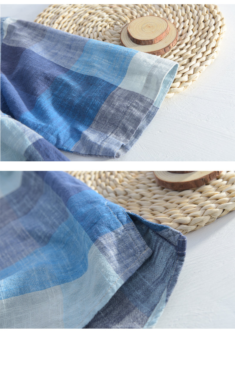 Plaid Cotton Short Sleeve T-Shirt