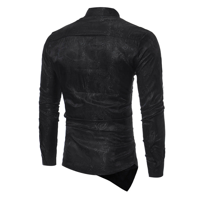 Paisley Multicolor Asymmetric Men Button Down Shirts