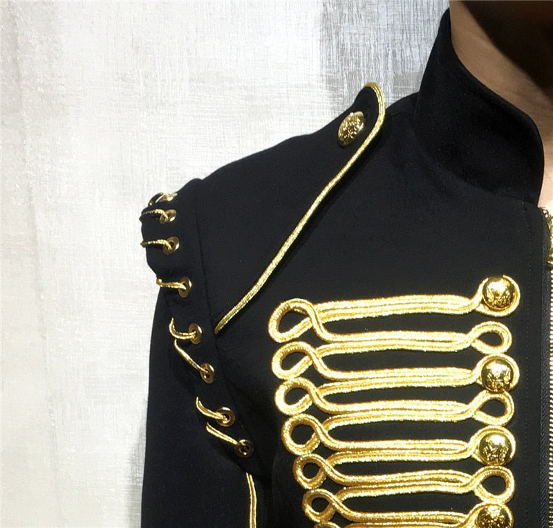 Stunning Black Gold with Unique Shoulder Design Men Costume Blazer