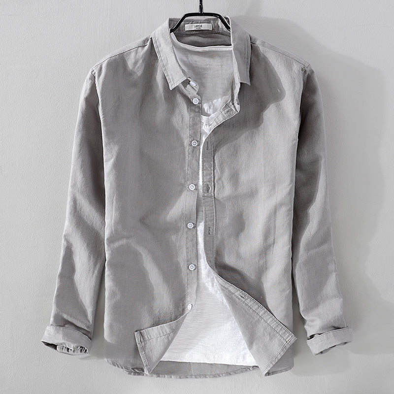 Soft Color Solid Linen Long Sleeve Shirt