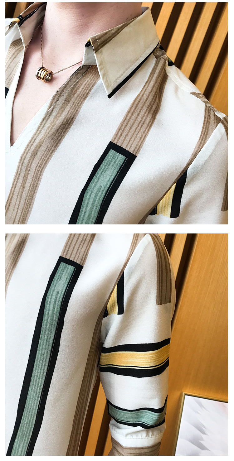 Colorful Stripe Men Shirts And Short Pants Set - FanFreakz