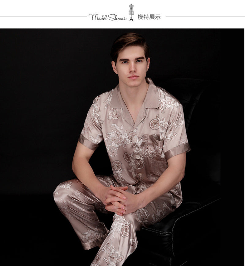 Chinese Dragon Printed Satin Silk Men Pajamas Set - FanFreakz