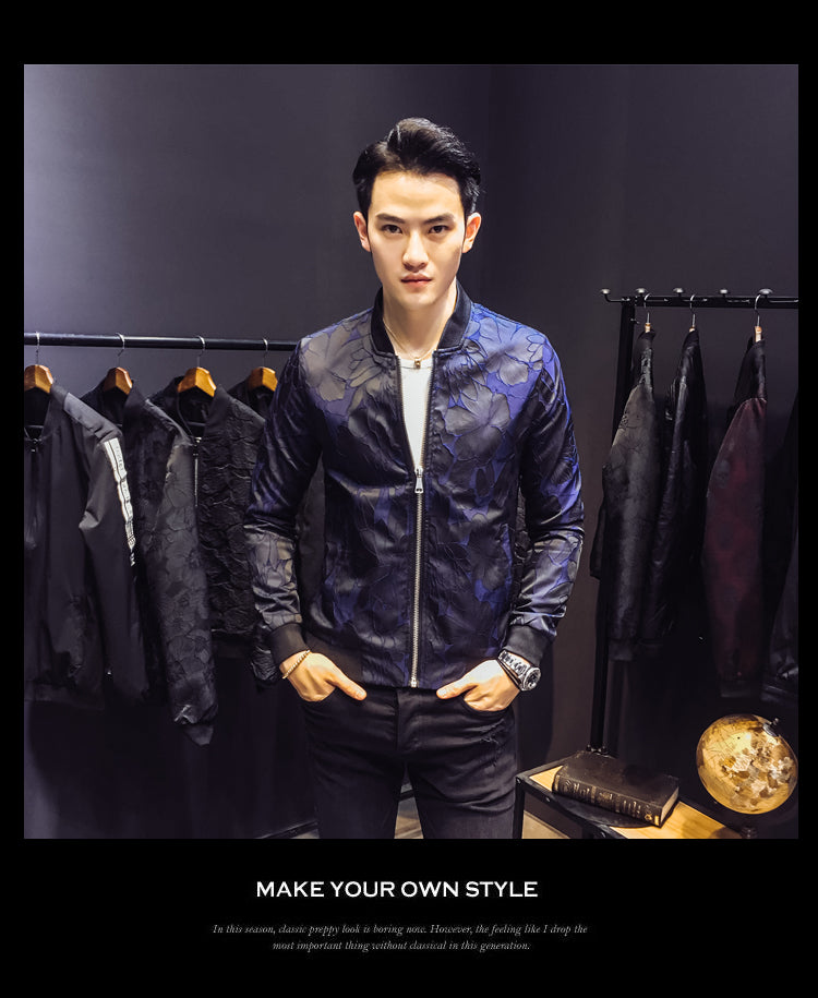 Dark Unique Patterns Men Slim Fit Bomber Jacket - FanFreakz