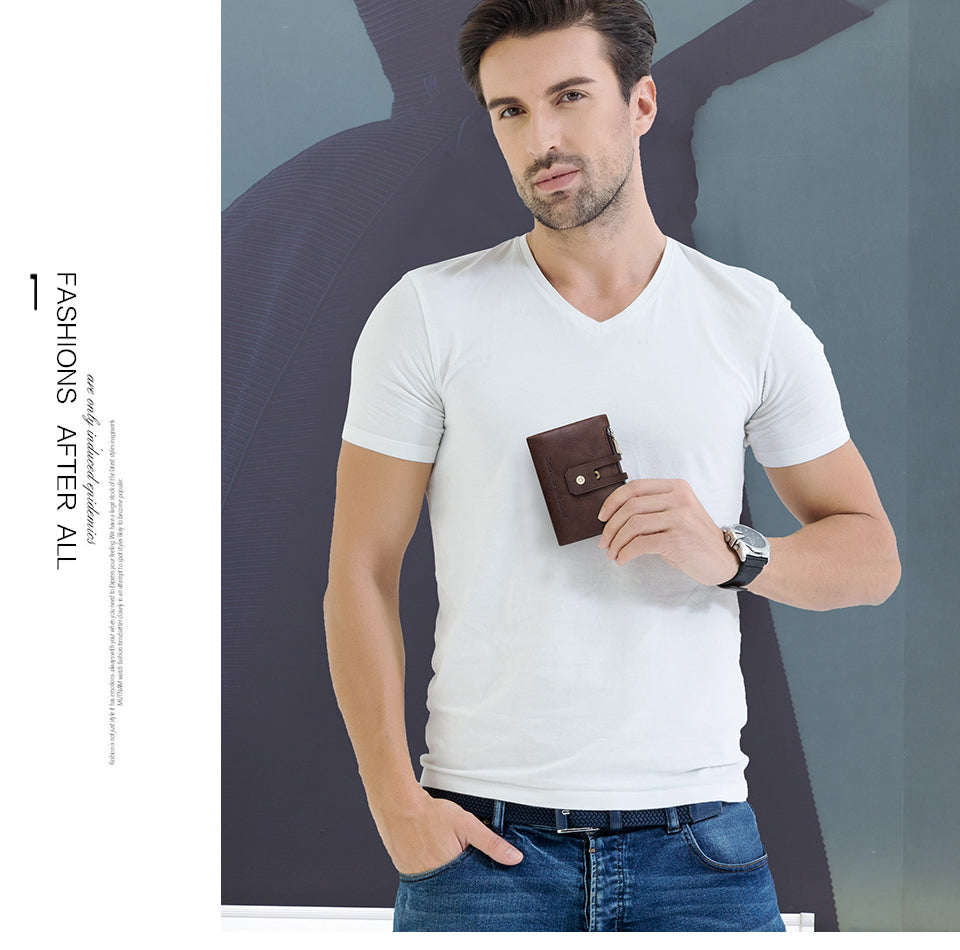 Vintage Compact Minimalist Men Genuine Leather Wallet