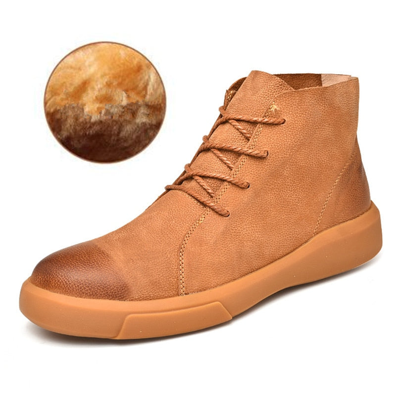 Black Green Lace Up Leather Combination Men Ankle Boots