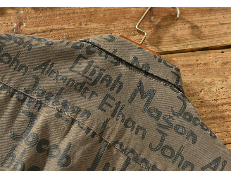 Loose Cotton Letter Printed Shirt