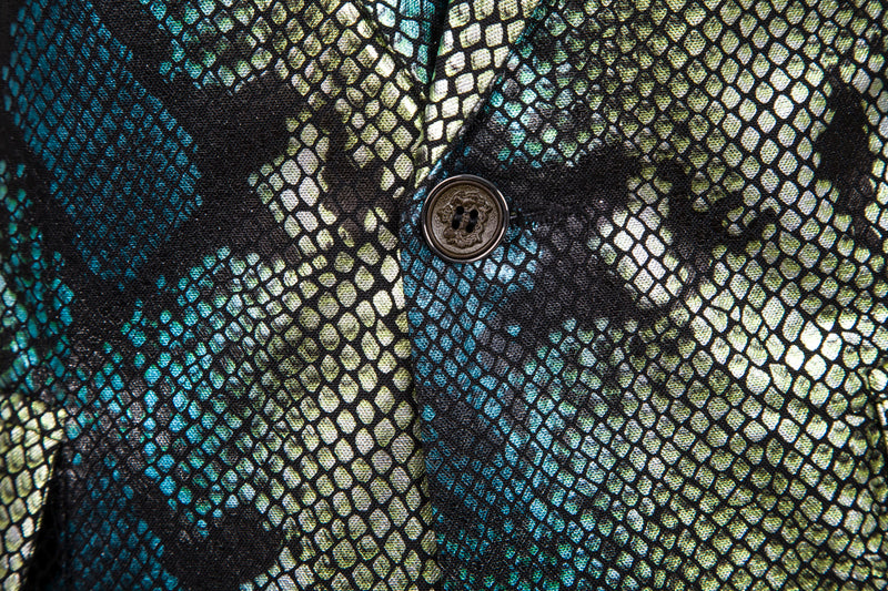 Silver Shiny Fish Scale Pattern Stage Costume Men Blazer