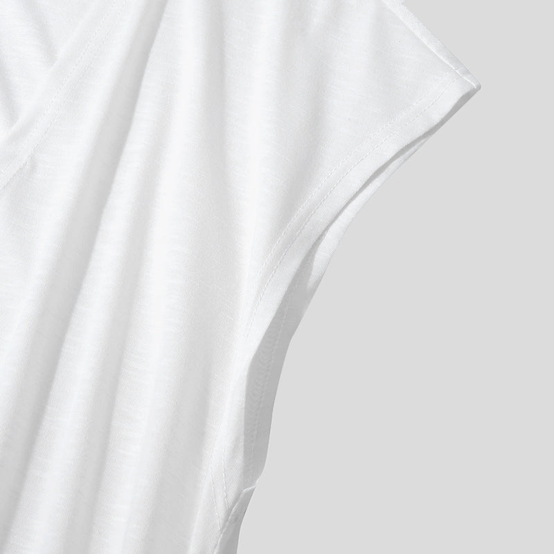 White Deep V-Neck Sleeveless Rompers