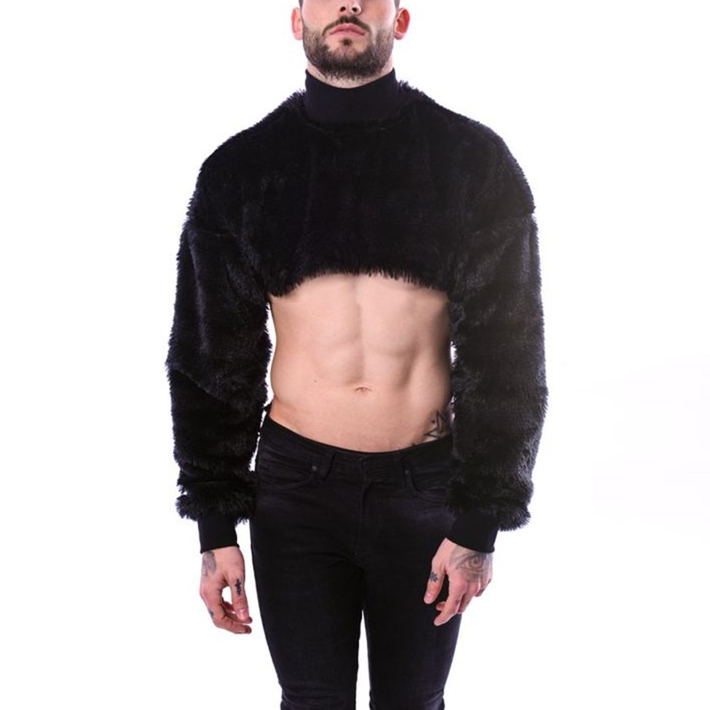 Solid Long-Sleeved Crop Top Turtleneck Sweater