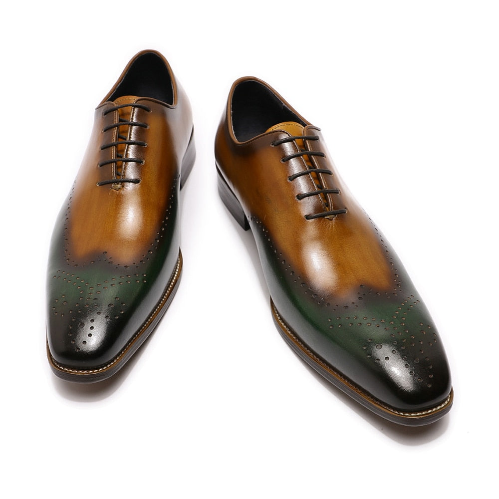 Hand Painted Men Wingtip Oxford Shoes